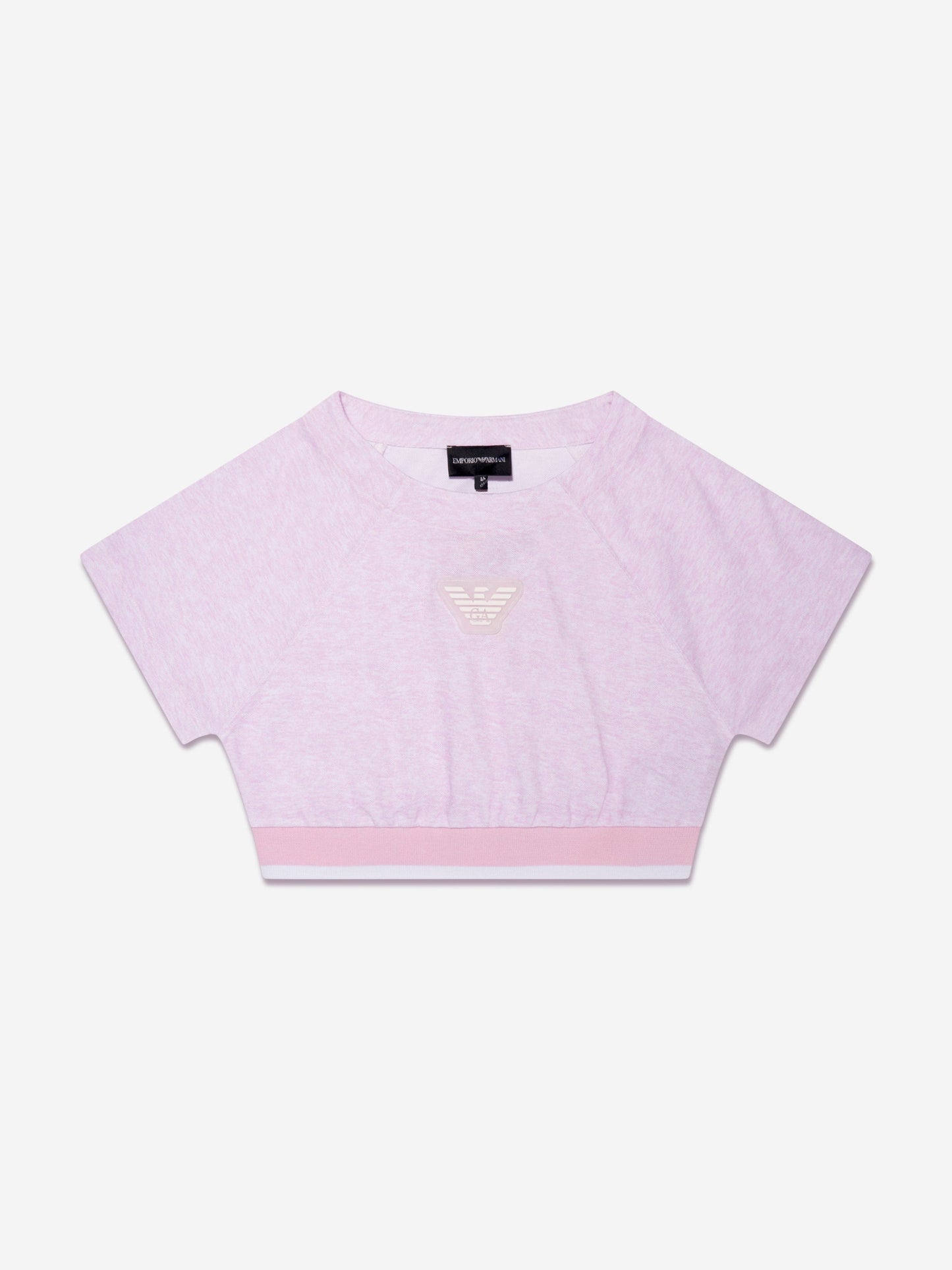Emporio Armani 女童粉色徽标 T 恤