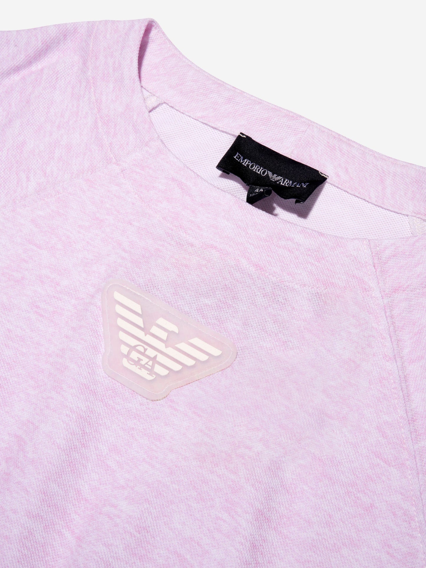Emporio Armani 女童粉色徽标 T 恤