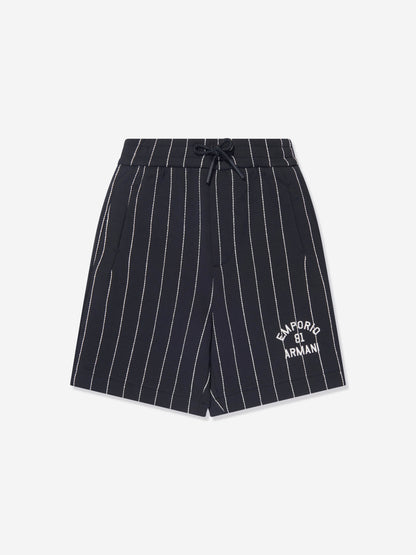Emporio Armani 男童海军蓝条纹短裤