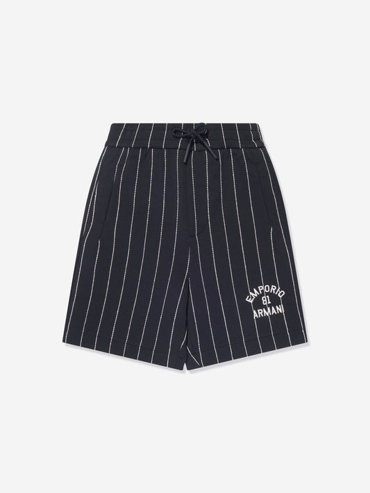 Emporio Armani 男童海军蓝条纹短裤