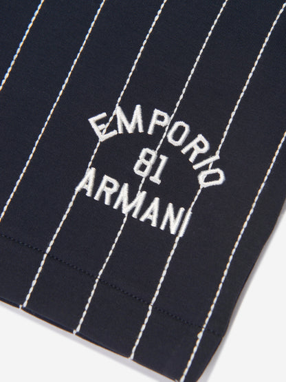 Emporio Armani 男童海军蓝条纹短裤