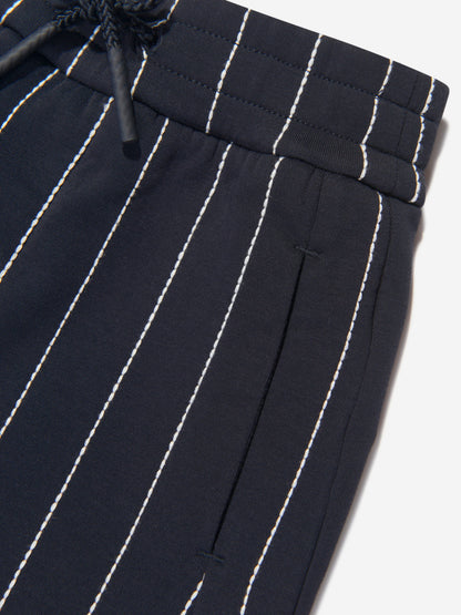 Emporio Armani 男童海军蓝条纹短裤