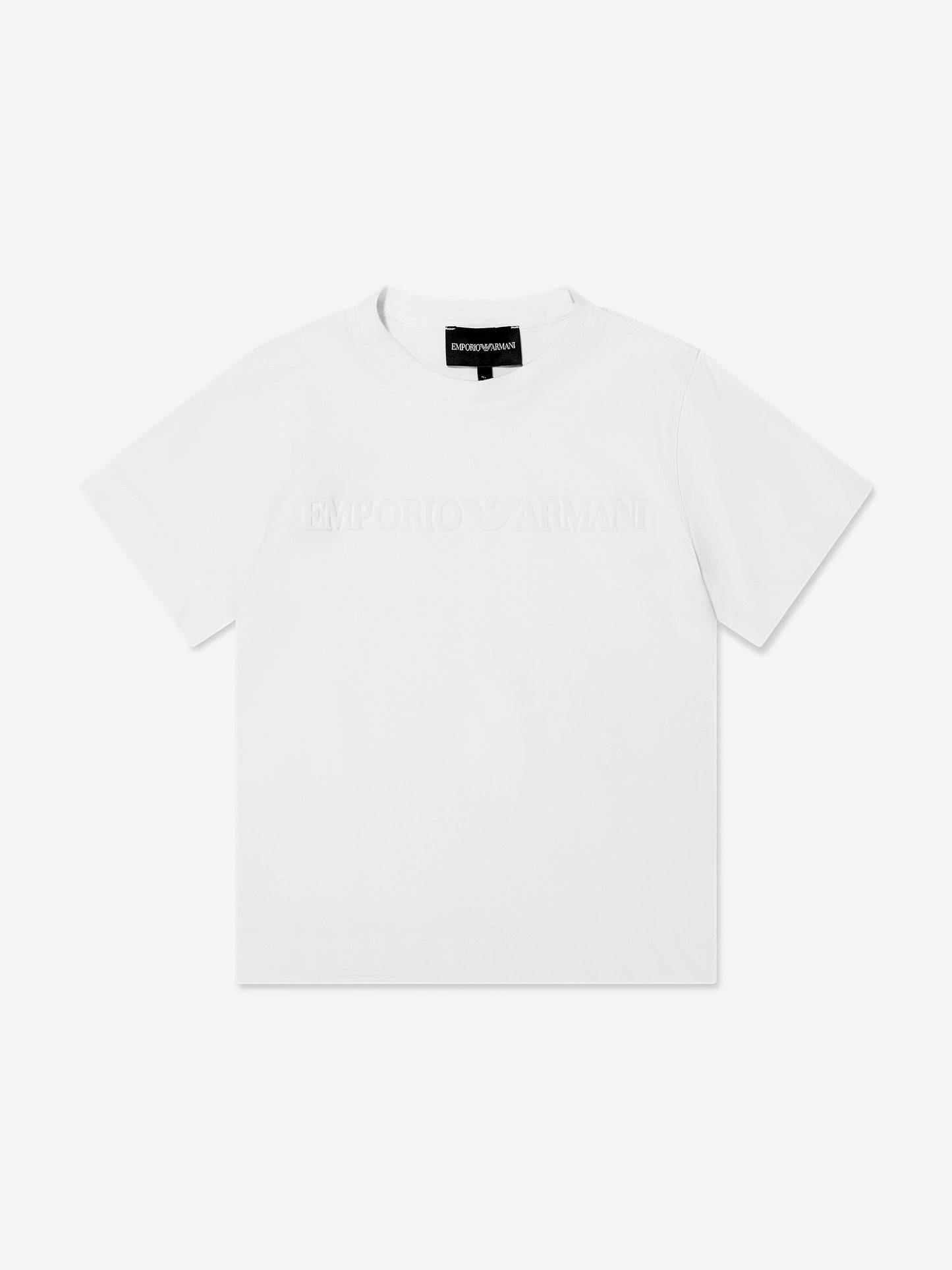 Emporio Armani 男童白色徽标 T 恤