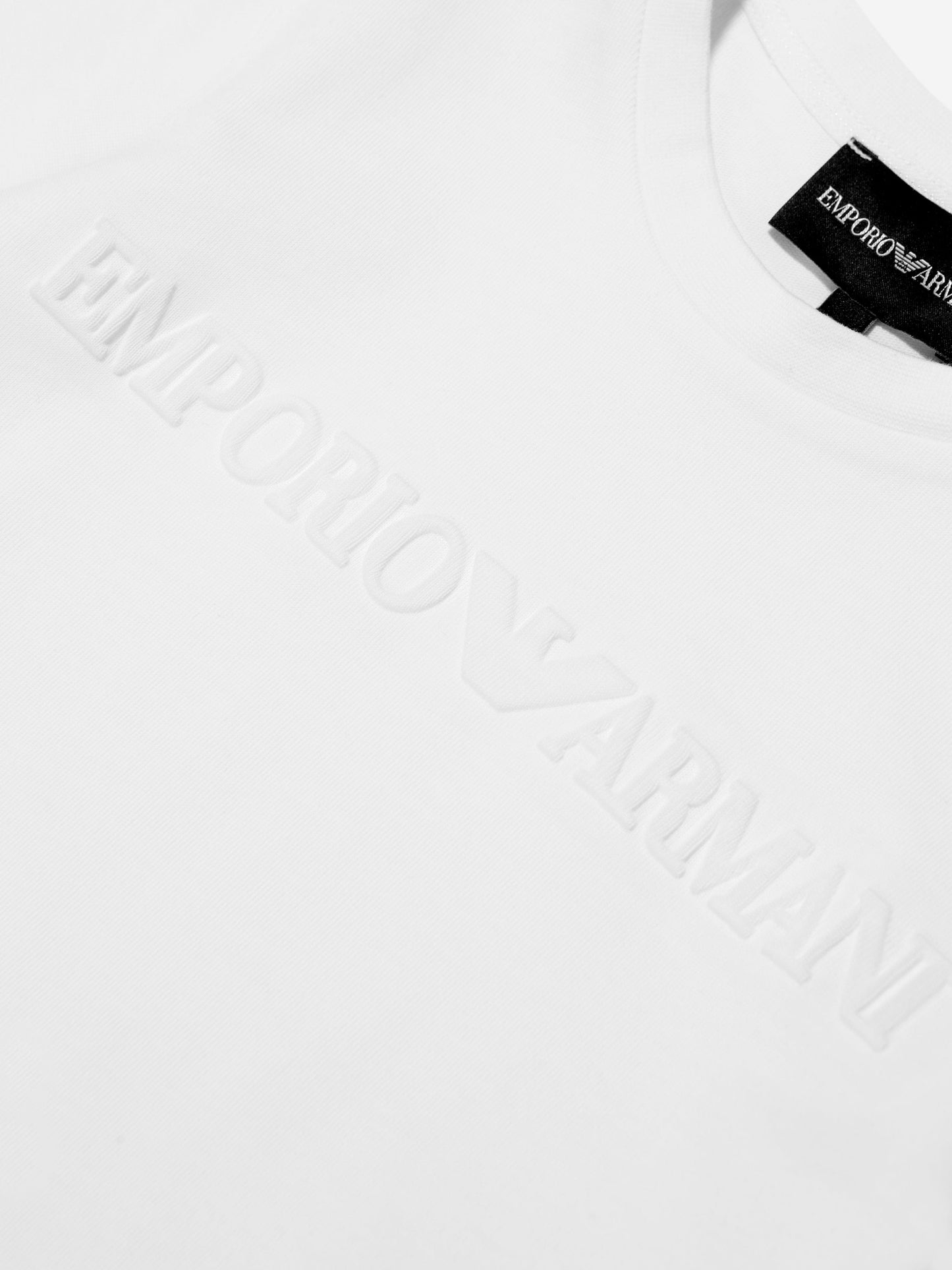 Emporio Armani 男童白色徽标 T 恤