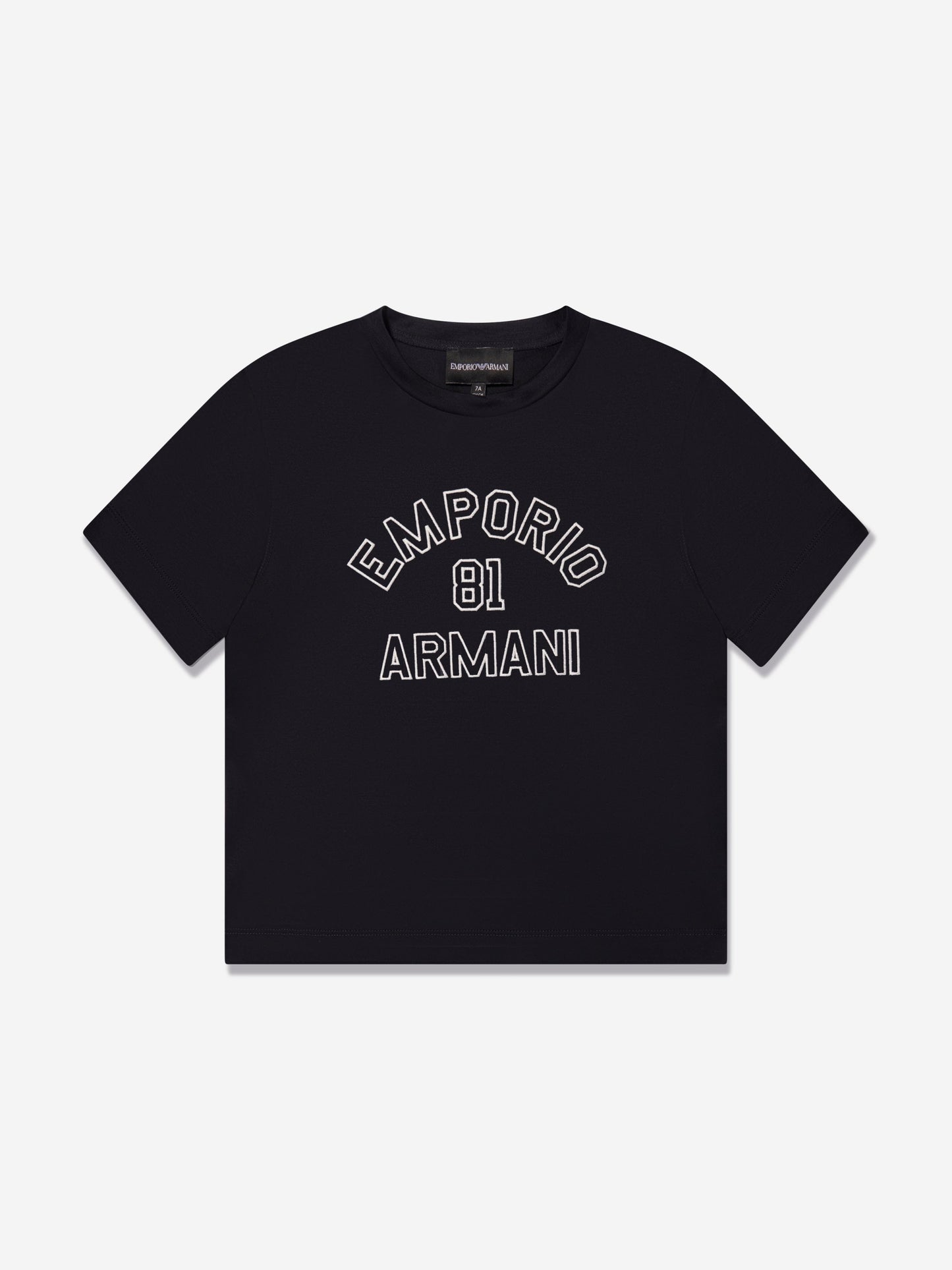 Emporio Armani 男童海军蓝徽标 T 恤