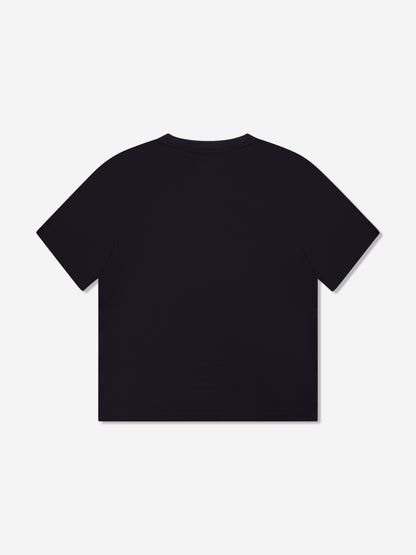 Emporio Armani 男童海军蓝徽标 T 恤