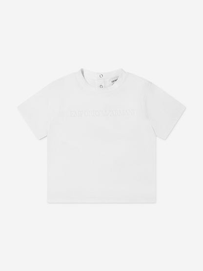 Emporio Armani 男婴白色徽标 T 恤