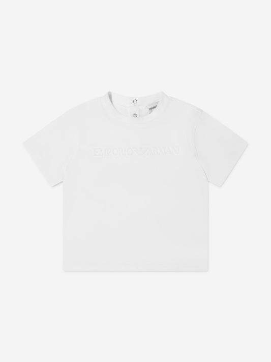 Emporio Armani 男婴白色徽标 T 恤