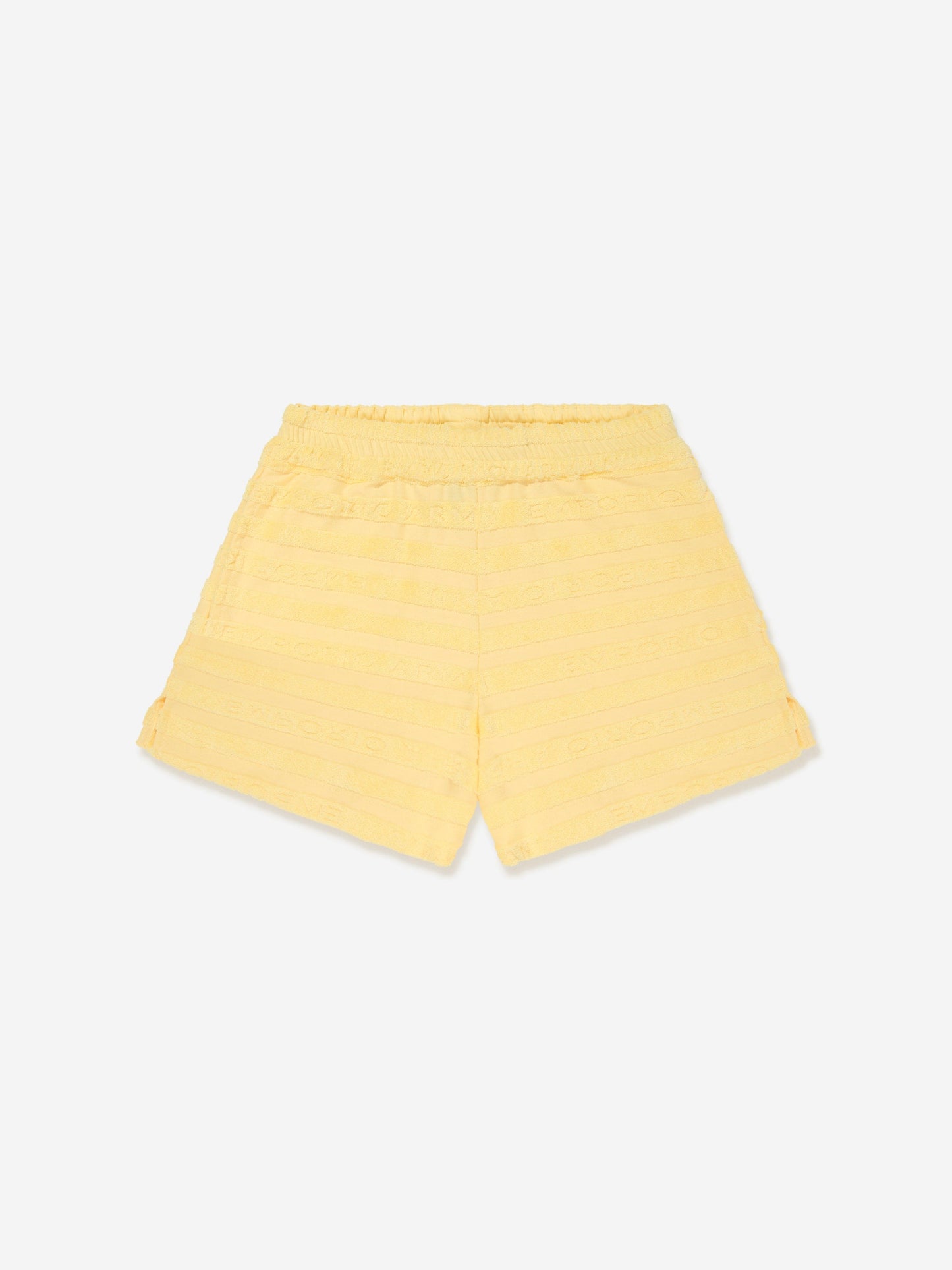 Emporio Armani 女童条纹徽标短裤（黄色）