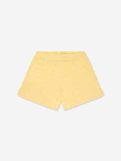 Emporio Armani 女童条纹徽标短裤（黄色）