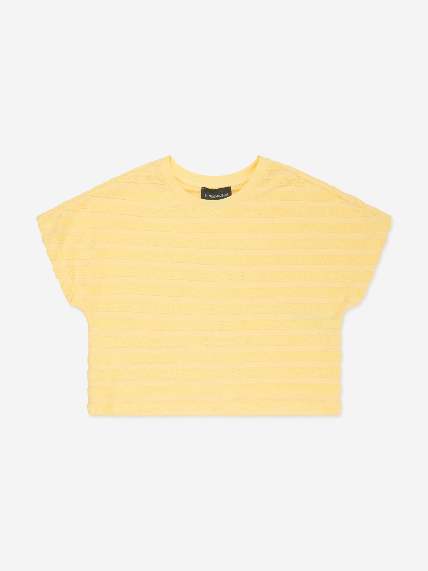 Emporio Armani 女童条纹徽标 T 恤（黄色）
