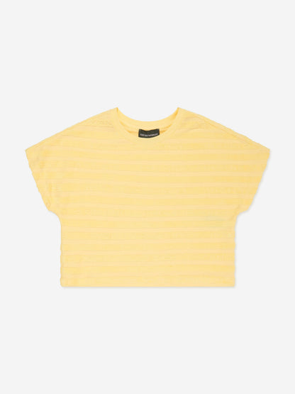 Emporio Armani 女童条纹徽标 T 恤（黄色）