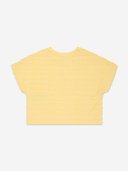Emporio Armani 女童条纹徽标 T 恤（黄色）