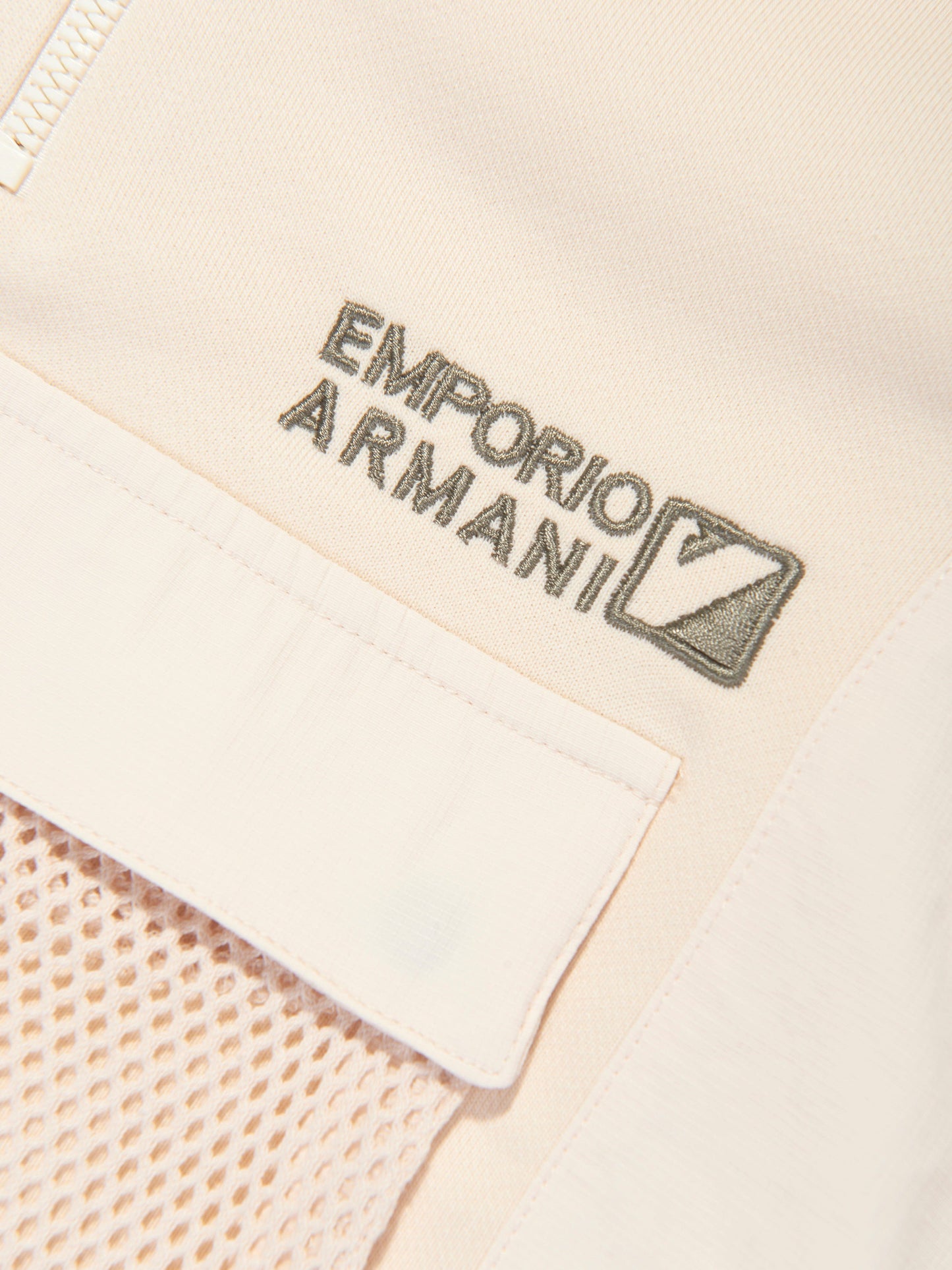 Emporio Armani Boys 米色半拉链口袋运动衫