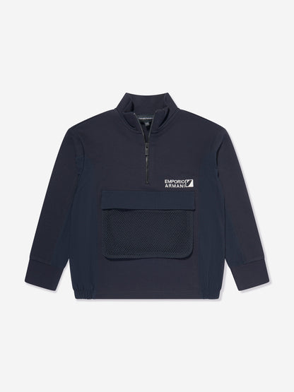 Emporio Armani 男童半拉链运动衫（海军蓝）