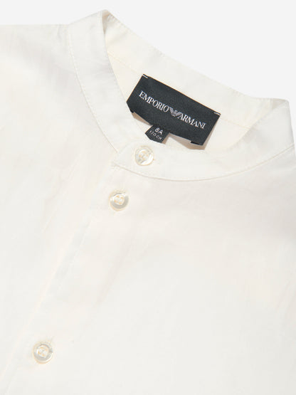 Emporio Armani 男童米色徽标衬衫