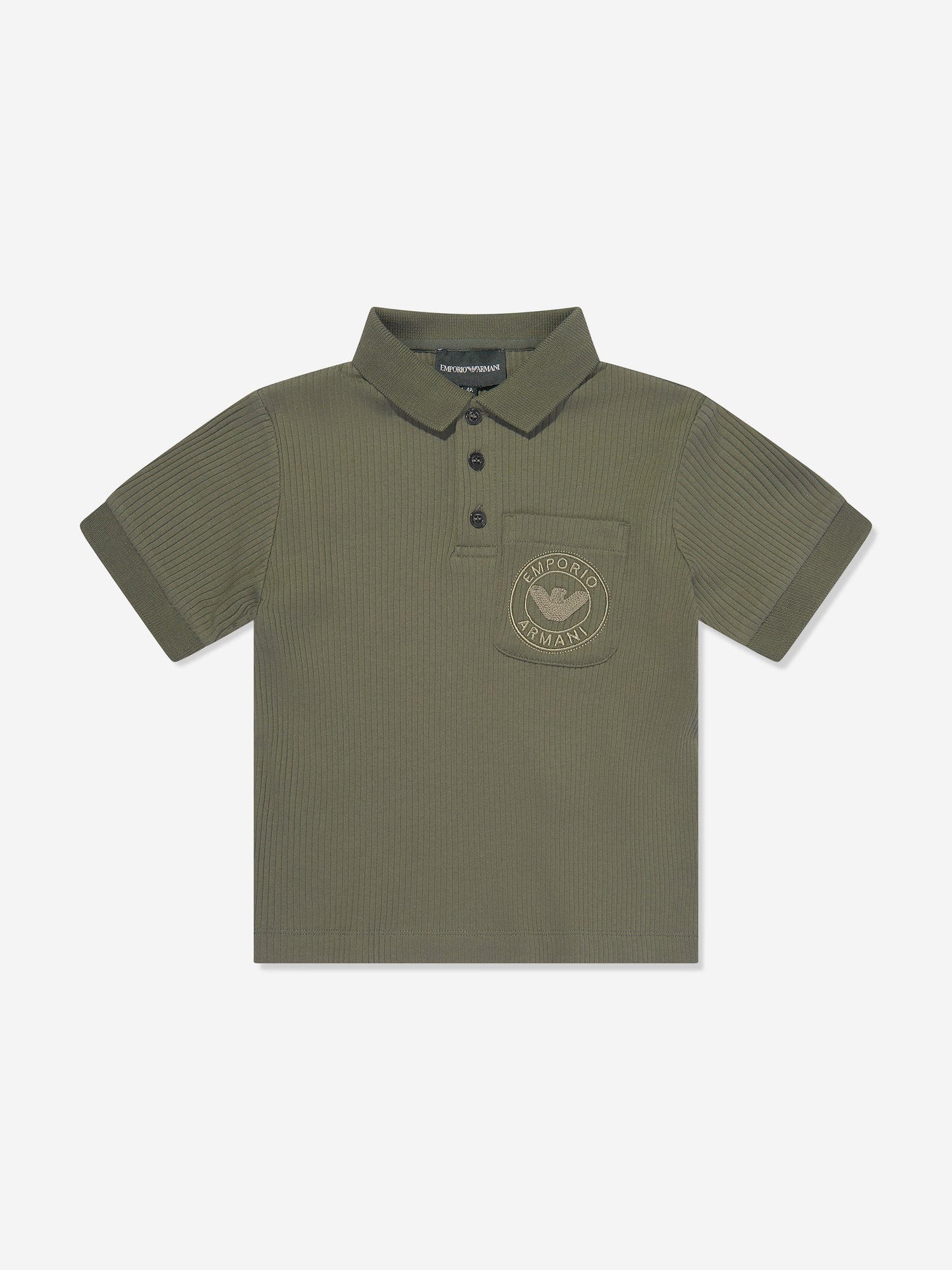 Emporio Armani 男童绿色徽标口袋 Polo 衫
