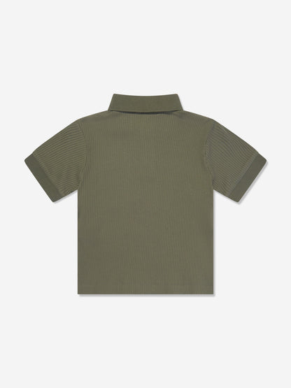 Emporio Armani 男童绿色徽标口袋 Polo 衫