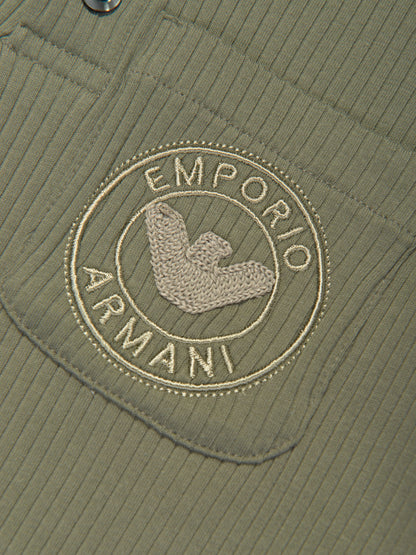 Emporio Armani 男童绿色徽标口袋 Polo 衫