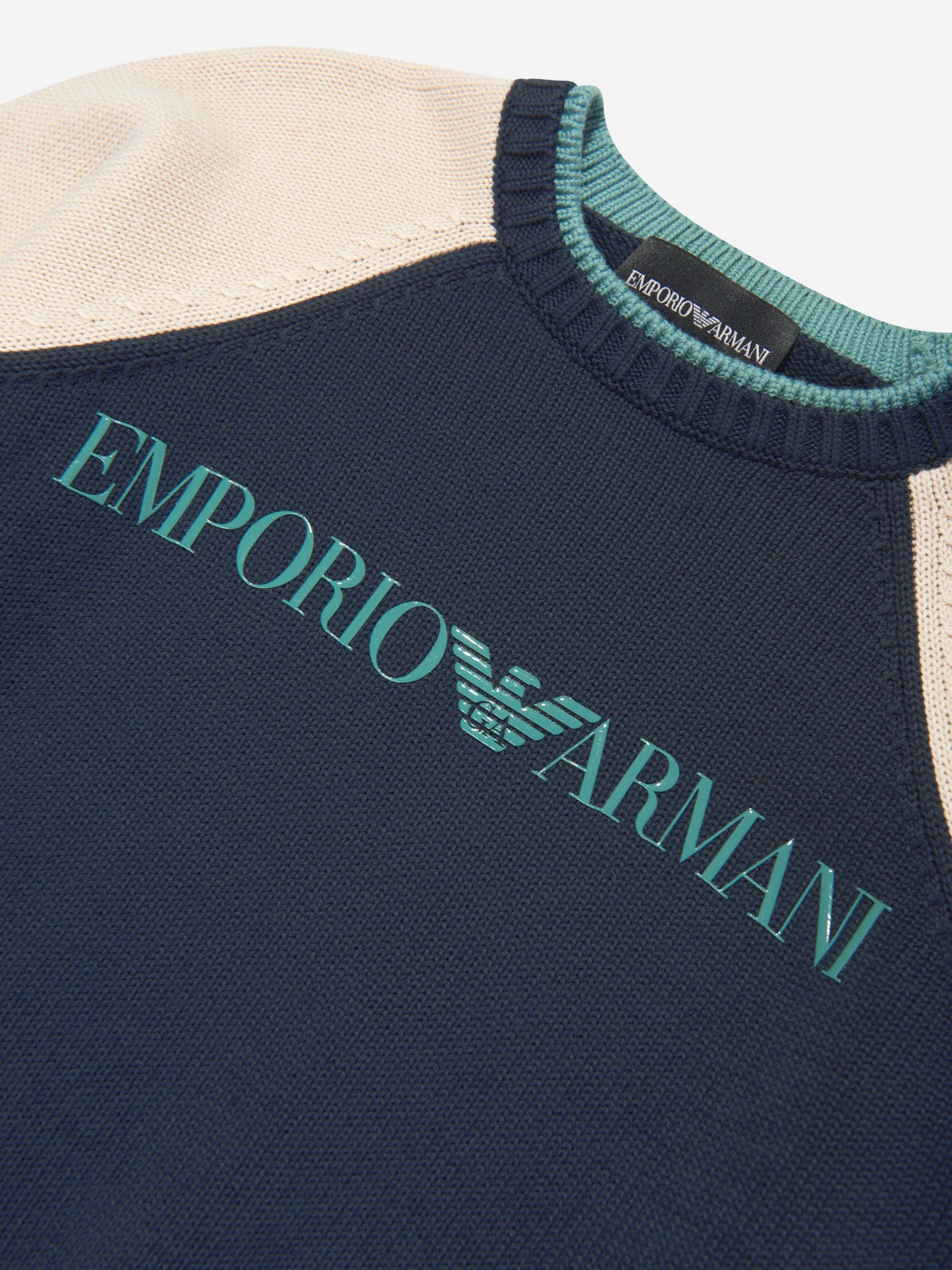 Emporio Armani 男童海军蓝徽标套头衫