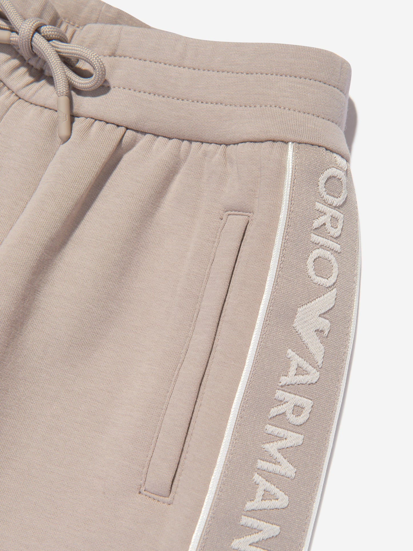 Emporio Armani 男童徽标慢跑裤（棕色）