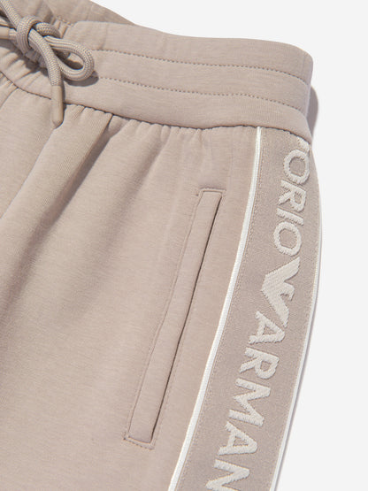 Emporio Armani 男童徽标慢跑裤（棕色）