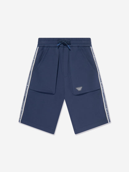 Emporio Armani 男童海军蓝徽标百慕大短裤