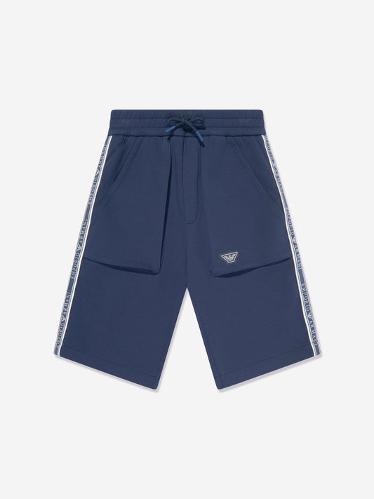 Emporio Armani 男童海军蓝徽标百慕大短裤