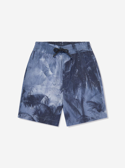 Emporio Armani 男童棕榈叶短裤（蓝色）