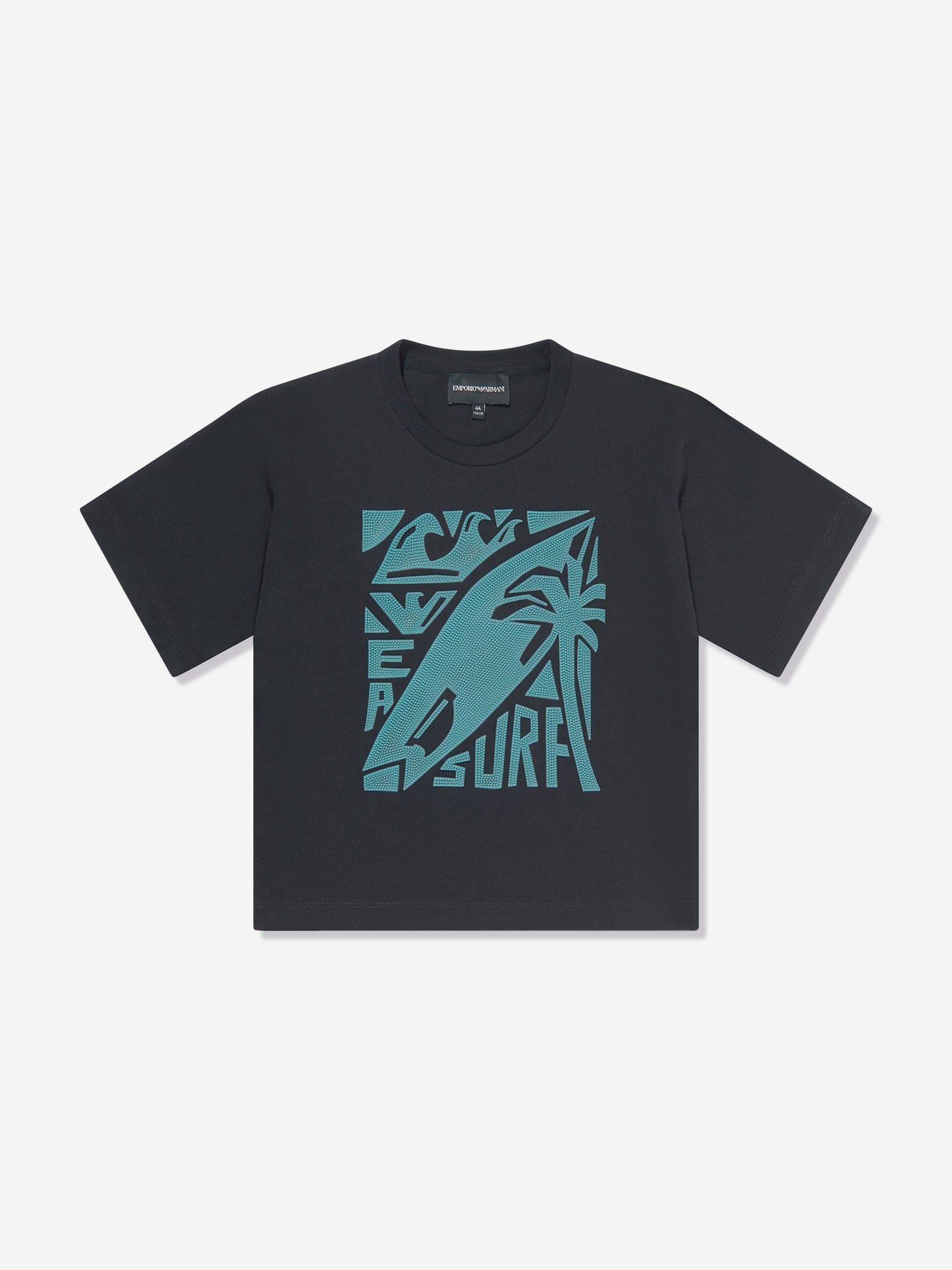 Emporio Armani 男童冲浪徽标 T 恤（海军蓝）