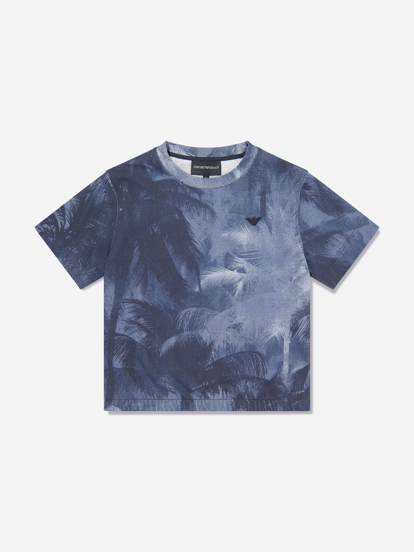 Emporio Armani 男童棕榈叶 T 恤（蓝色）