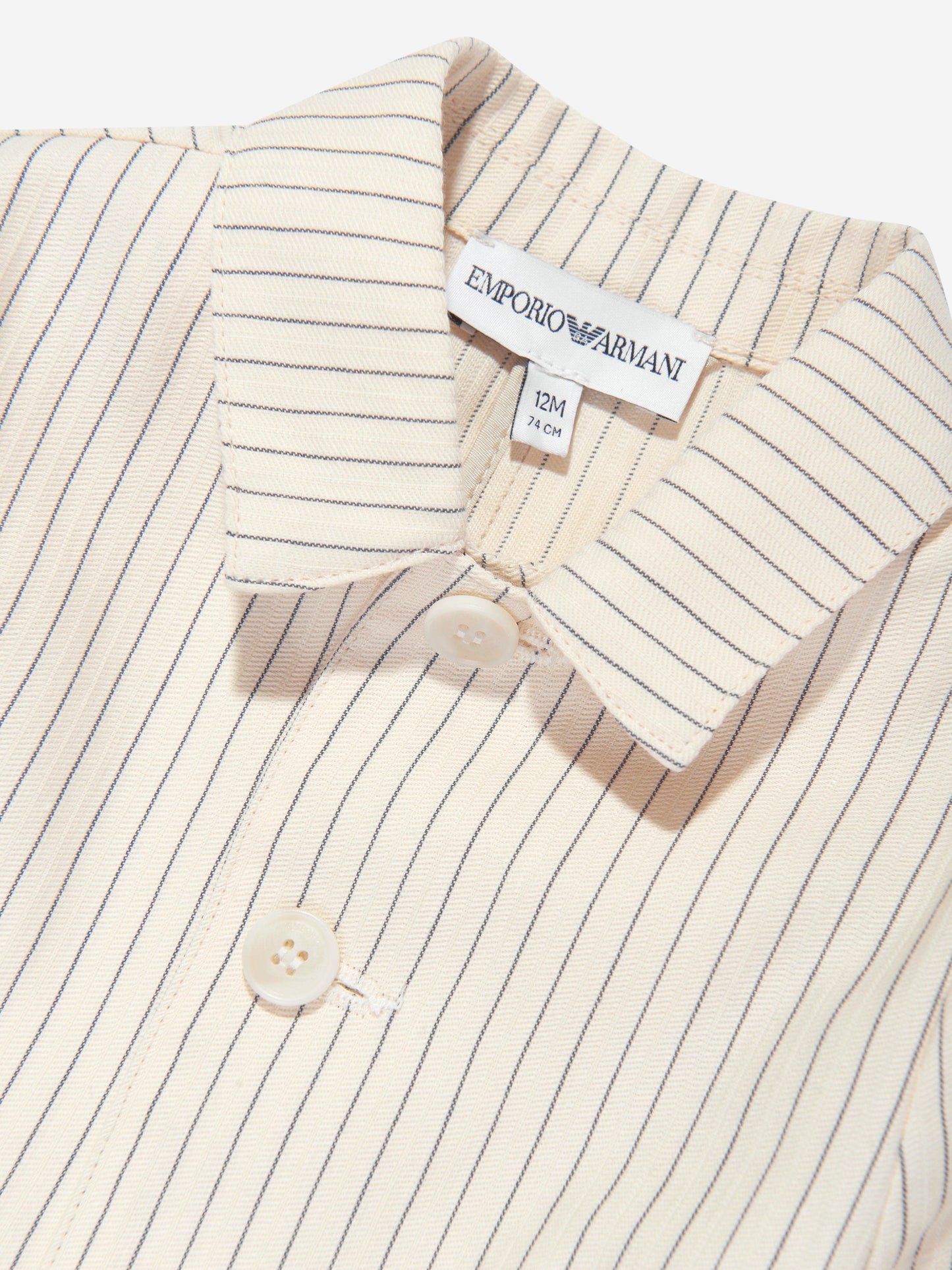 Emporio Armani 男童条纹亚麻夹克（象牙色）