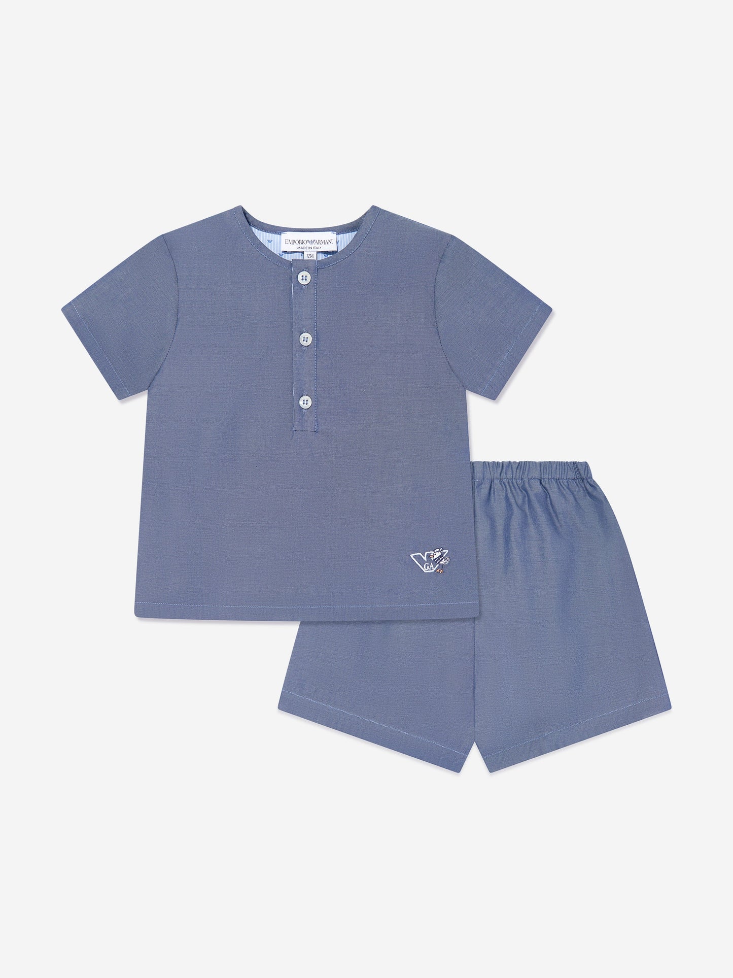 Emporio Armani 男婴蓝色 Chambray 短裤套装