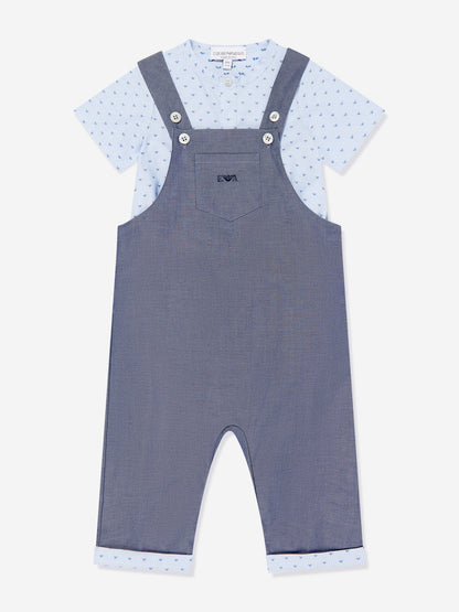 Emporio Armani 男婴蓝色工装连体衣