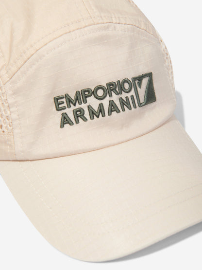 Emporio Armani 男童米色徽标棒球帽