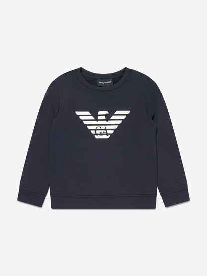 Emporio Armani 男童海军蓝徽标运动衫