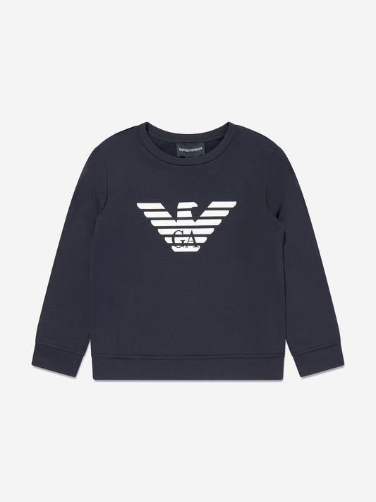 Emporio Armani 男童海军蓝徽标运动衫