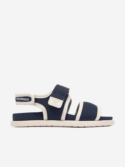 Emporio Armani Kids 海军蓝徽标凉鞋