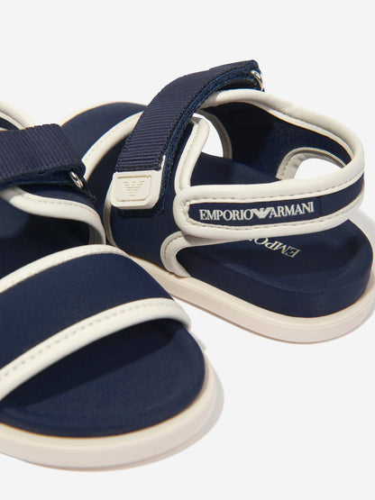 Emporio Armani Kids 海军蓝徽标凉鞋