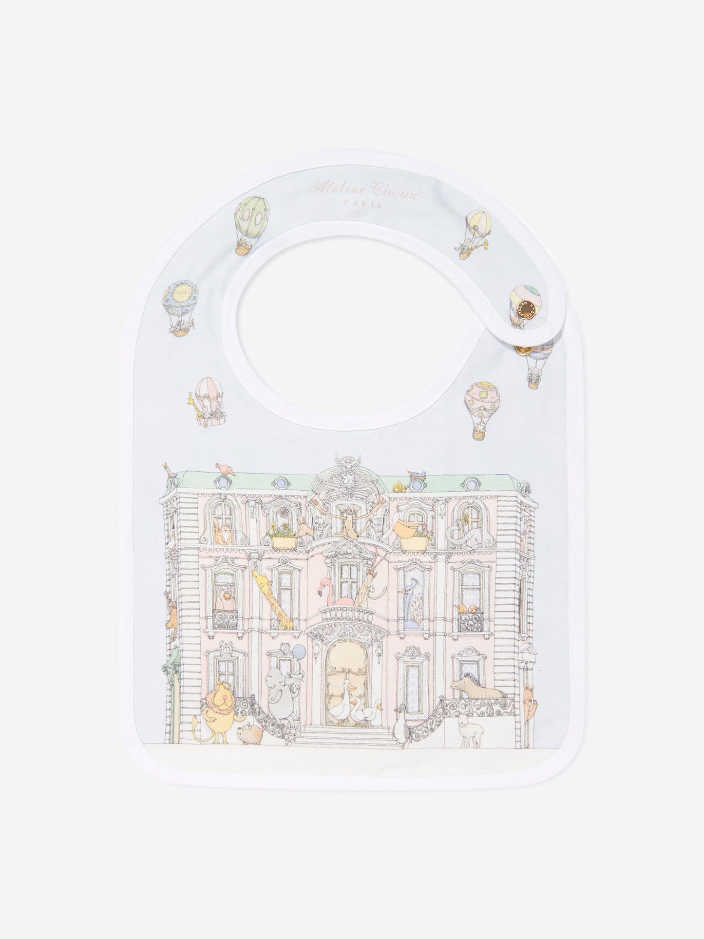 Atelier Choux Baby Monceau Mansion Swaddle And Satin Bib Set in Blue