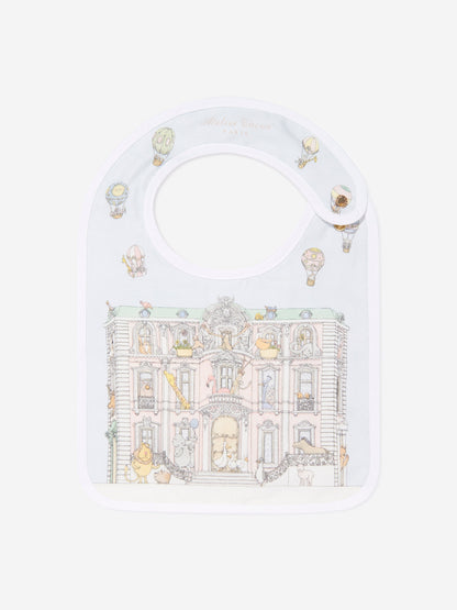 Atelier Choux Baby Monceau Mansion Swaddle And Satin Bib Set in Blue