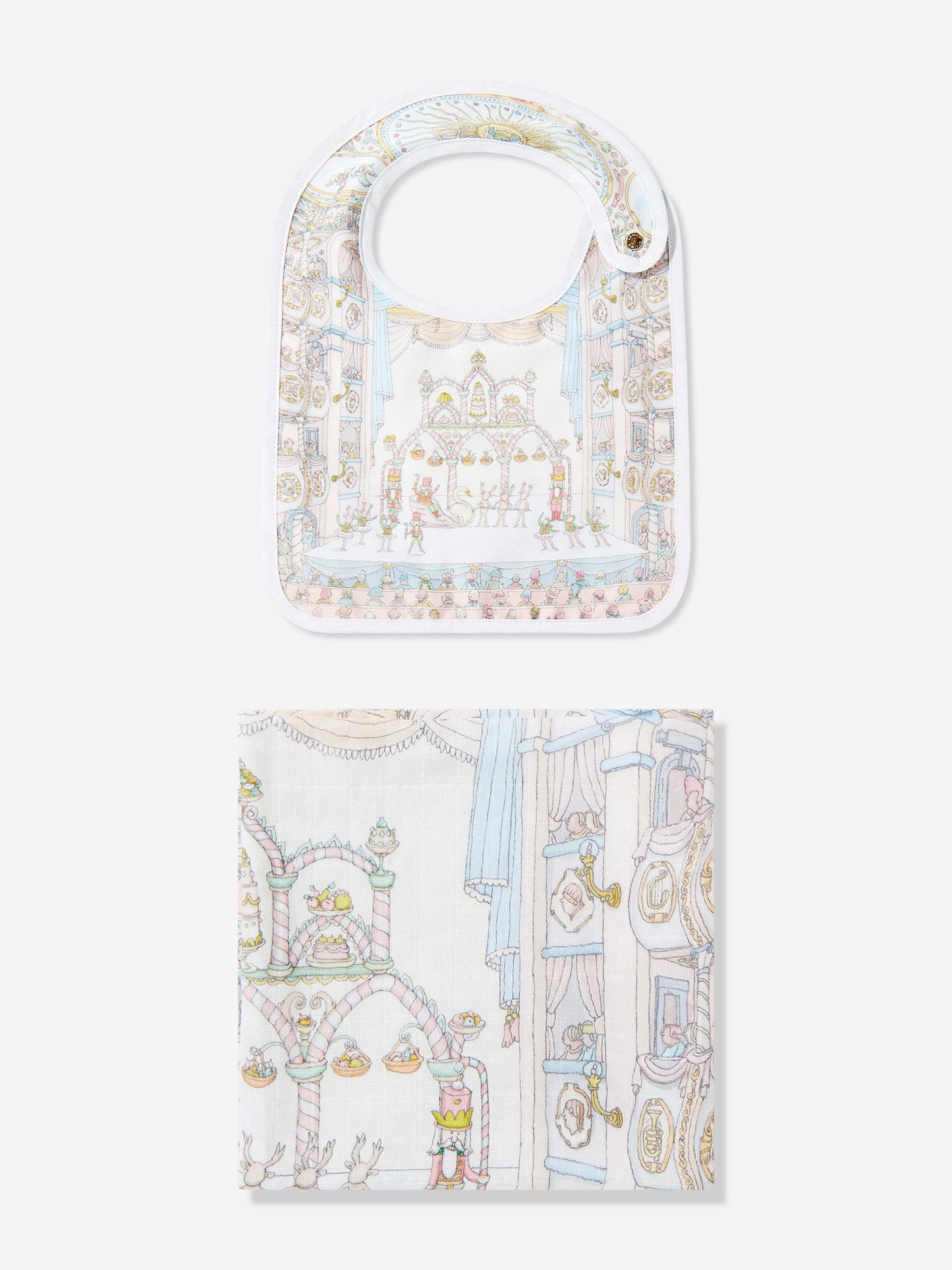 Atelier Choux Baby Opera Swaddle and Satin Bib Set in Blue