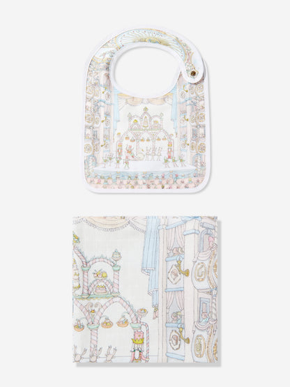 Atelier Choux Baby Opera Swaddle and Satin Bib Set in Blue