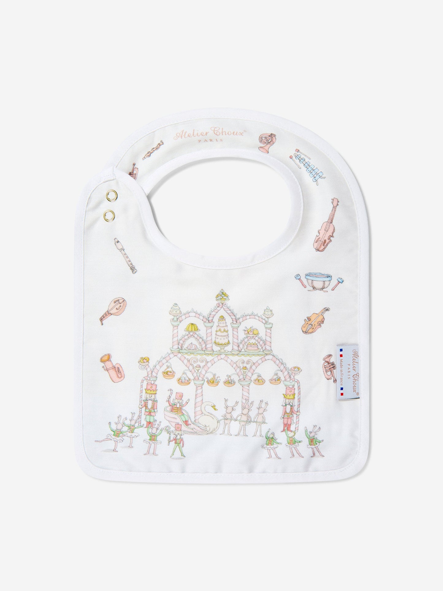 Atelier Choux Baby Opera Swaddle and Satin Bib Set in Blue
