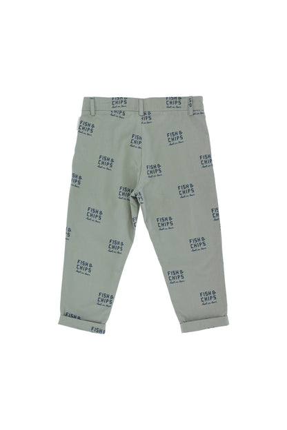 Boys Dark Pistacho & Navy Cotton Trpusers