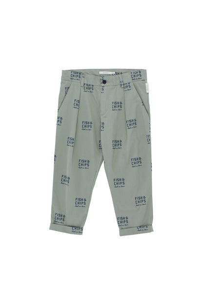 Boys Dark Pistacho & Navy Cotton Trpusers