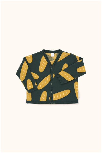 Girls & Boys Mustard & Dark Green Cotton Cardigan