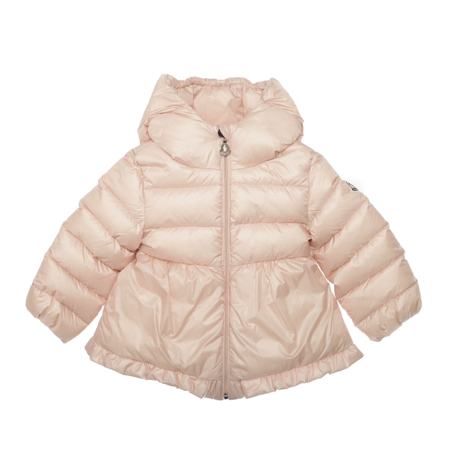 Baby Girls Light Pink Ruffled Hems Padded Down 'Odile' Coat