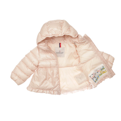 Baby Girls Light Pink Ruffled Hems Padded Down 'Odile' Coat
