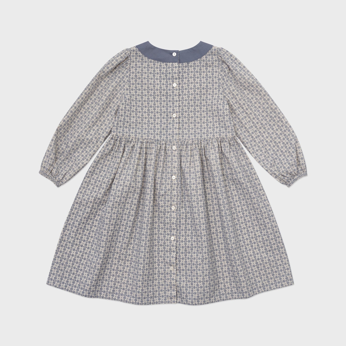 女童蓝色碎花棉连衣裙